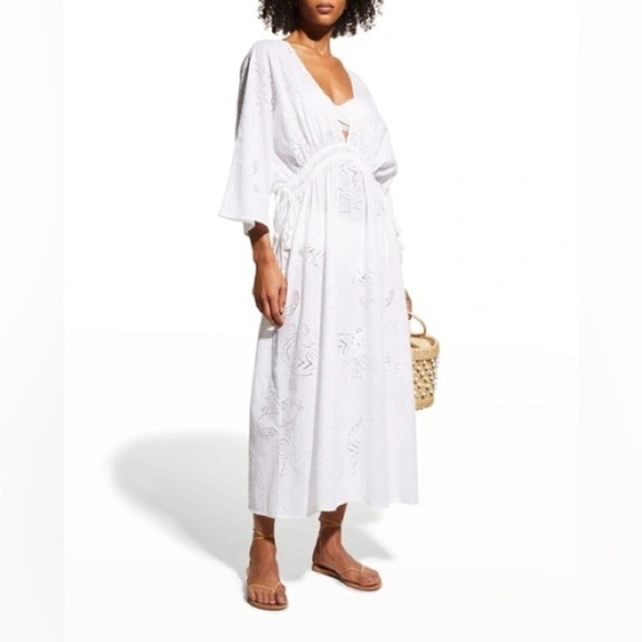 SOLID & STRIPED Other - NWT SOLID & STRIPED Eyelet Tiger White Kaftan Cover-up Size Medium